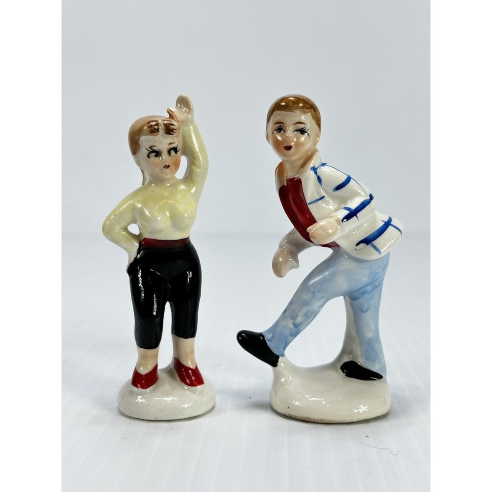 Vintage 50s Teens Dancing Sock Hop Dance Figurines Miniatures Teenagers Japan